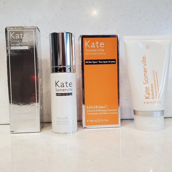 NIB $248 Kate Somerville Restor8 Serum & Exfolikate Skincare Bundle Set